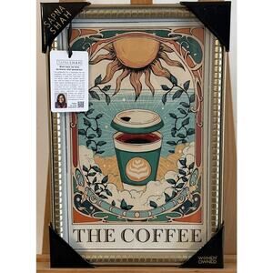 NWT Sapna Shah The Coffee Tarot Card 12”x18” Astrology Framed Wall Art Celestial